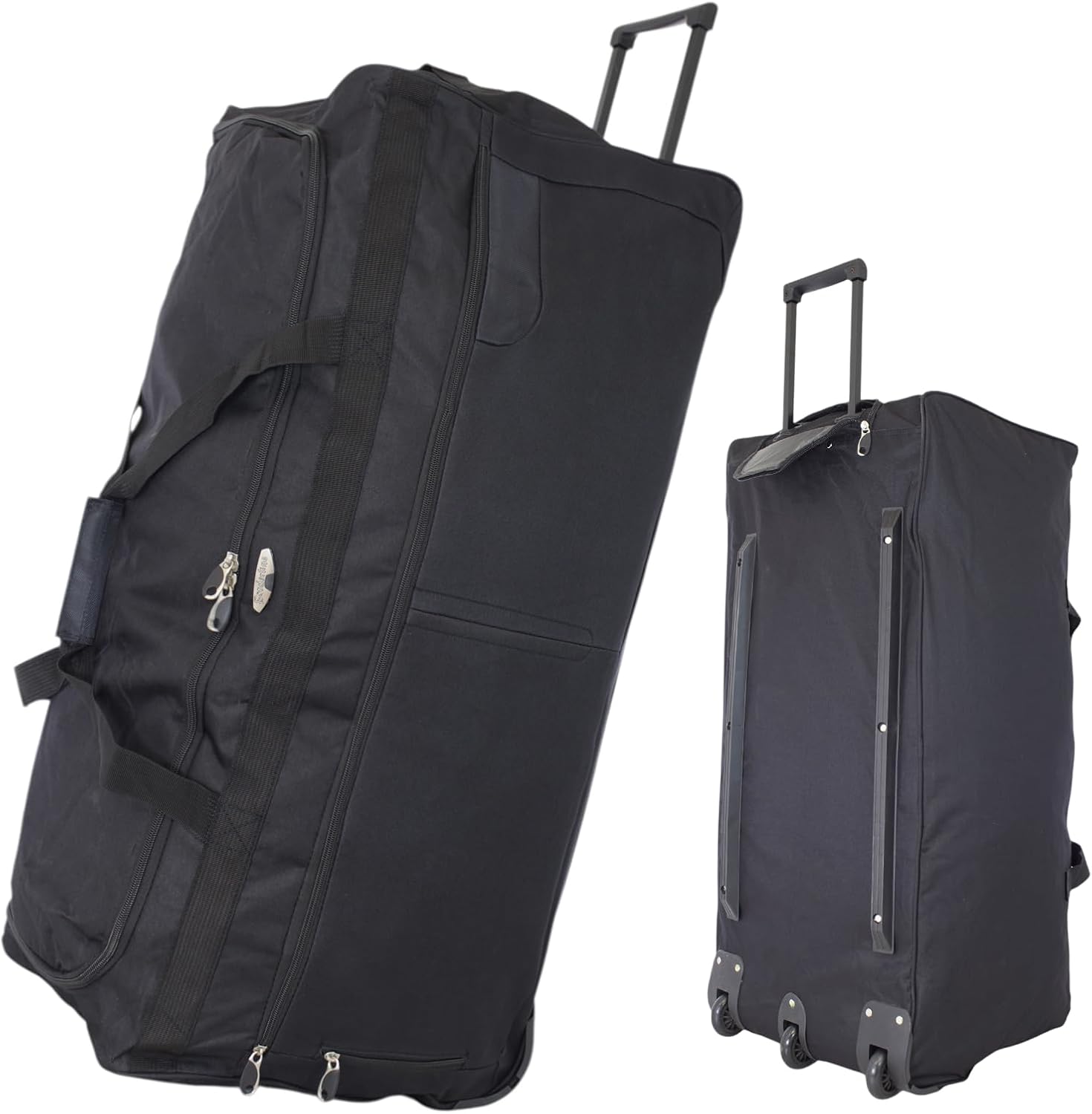 Bordlite 34" XXL 3-Wheel Holdall – Extra Large Rolling Travel Bag with Extendable Handle, Durable Heavy-Duty Duffel Luggage for Long Trips, Sports, Road or Camping Adventures – Black