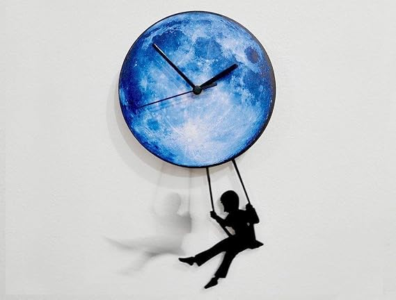 Boy Swinging on the Moon - Pendulum Wall Clock