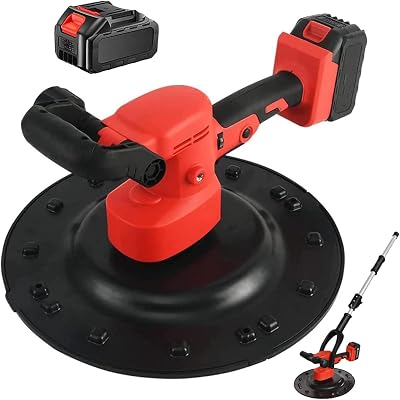 Electric Concrete Cement Mortar Trowel Wall Plaster Smoothing Machine 40-300RPM Handheld Drywall Sander with Mixing Rod and 6 Adjustable Speed Electric Plaster Cement Putty Trowel,15000mAh-1Battery