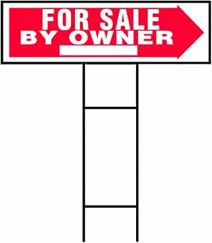Hy-Ko Products RS-802 For Sale by Owner Corrugated Plastic Sign w/H Bracket 9.25" x 24" Red/White, 1 Piece