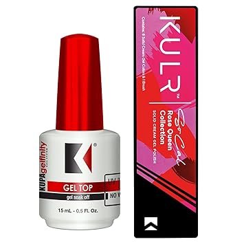 KUPA GelFinity Top Coat & KULR Solid Cream Gel Bundle: Rose Queen Collection and Glossy Soak Off Gel Top Coat (0.5 Oz)