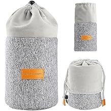 K&F CONCEPT Lens Pouch 2-in-1 Expandable Camera Lens Bag Case Compatible for Canon Lenses 75-300mm, Nikon, Sony, Pentax, Olympus Camera Lens 10 x 18cm Protective Neoprene Soft Plush for DSLR Lenses