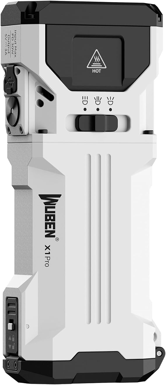 WUBEN X1Pro Rechargeable Flashlights high lumens, Super Bright 12300 lumens | EDC Flat Shape Flashlight with Spotlight Floodlight Strobe Modes, IP65 Portable Flash Light for Camping, Emergency, Working