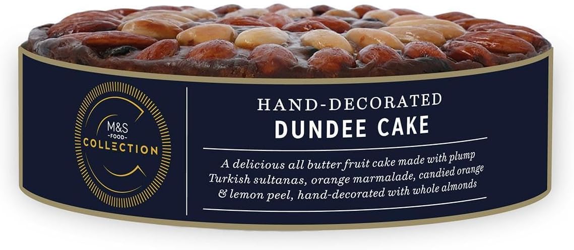 M&amp;S Collection Hand-Decorated Dundee Cake, All-Butter Fruit Cake with Turkish Sultanas, Orange Marmalade and Whole Almonds 815g