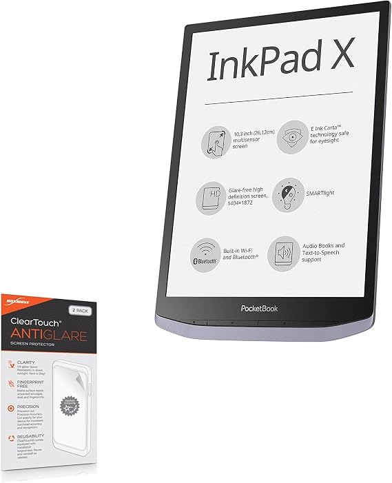 BoxWave Screen Protector Compatible with Pocketbook InkPad X - ClearTouch Anti-Glare (2-Pack), Anti-Fingerprint Matte Film Skin