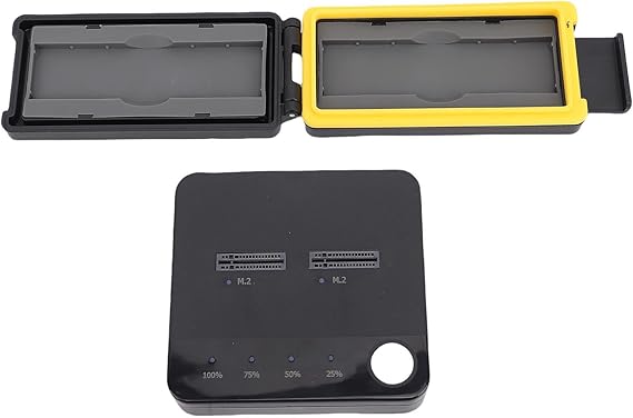GOWENIC M.2 SSD Duplicator, 20Gbps NVMe Cloner Dock with Dual Bays for PCIe Gen4x4 and Serial ATA III Hard Drives, USB C Powered, Portable SSD Duplicator
