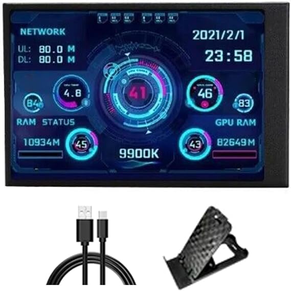Wide Viewing Dynamic Auxiliary Screen for Energy Efficient 3.5" Portable Monitor Type C Double Screen Solution