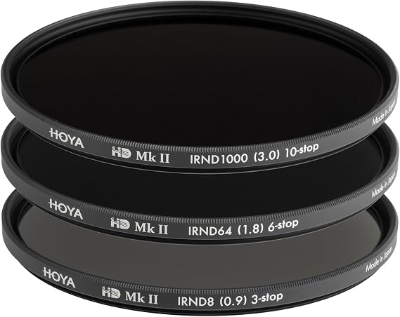 HOYA 49mm HD Mk II IRND(3) Filter Kit with Case - Includes 3-stop (ND8), 6-stop (ND64), 10-stop (ND1000) Neutral Density Filters for Precision Light Reduction, Slim Frame, Waterproof, Smudge Resistant
