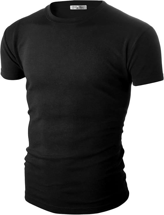 Ohoo Mens Heavyweight Slim Fit Stretch T-Shirt Short Sleeve Crewneck Tee