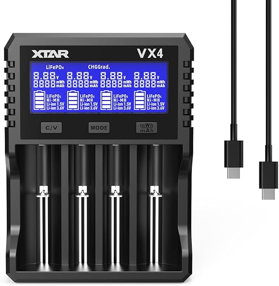 XTAR VX4 Visible Mixer 1.5V/3.6V/3.7V Li-Ion 3.2V LiFePO4 1.2V Ni-MH Batteries Charger and Battery Capacity Tester(Noted: Package Not Included Any Batteries, ONLY the Charger Included