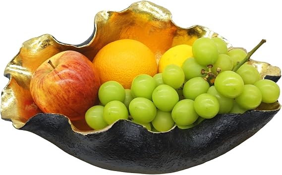 Golden Decorative Bowl for Home - 12.6" Luxury Large Fruit Bowl for Living Room - Key/Pruse Bowls for Entryway Table - Decoration Gift