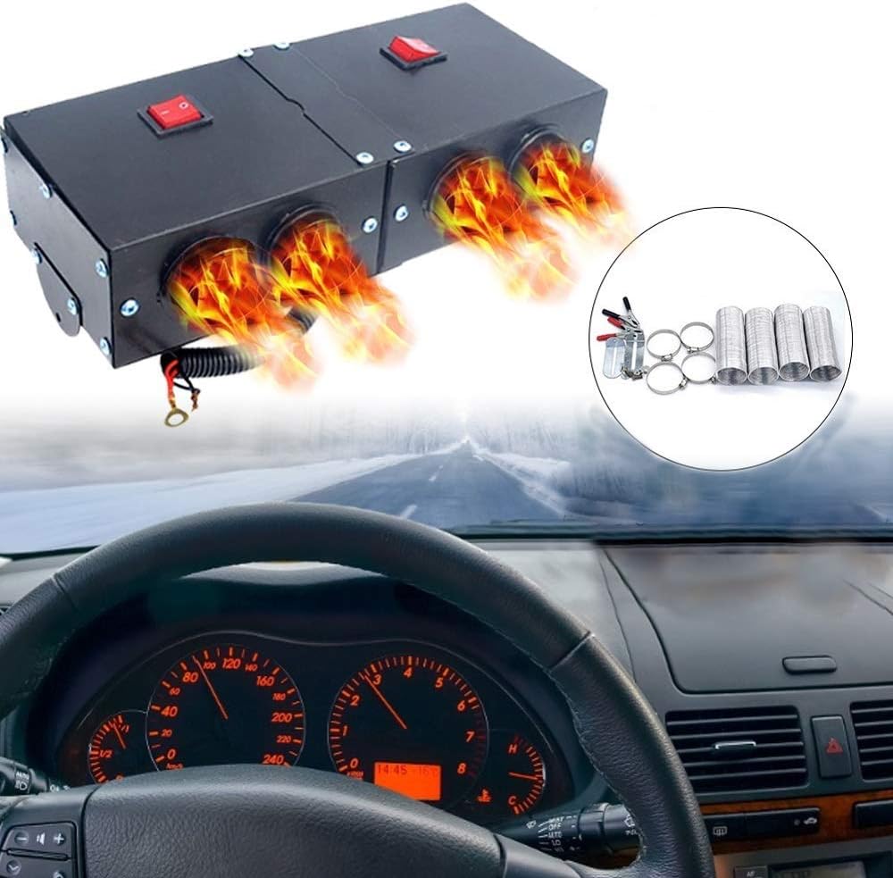 Car Heater - MASO 24V 500W Car Heater Kit High Power Fast Heating Fan Defrost Defogger for Automobile Windscreen Winter