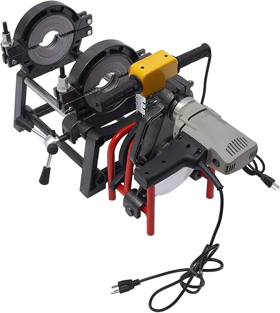 Pipe But Fusion Welder, 2 Clamps 63-200MM 1.1KW/110V Electric Manual Operated HDPE Tube Butt Fusion Welding Machine PVDF Fitting Pipe Hot Melt Machine for PE PP PB PVDF HDPE PVC