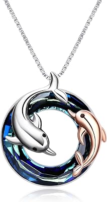 ONEFINITY Dolphin Necklaces Gifts for Women Sterling Silver Crystal Dolphin Pendant Mother and Daughter Ocean Jewelry for Mom Girls Mothers Day Gifts