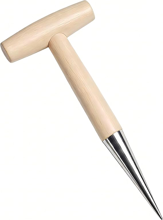 Garden Seed Dibber Planter Tool, Hand Bulb Hole Digger Tool | 11'' Seed Planting Tool with Mteal Depth Markings, Wooden Dibbler for Garlic, Tulips, Daffodils, Vegetable, Flower