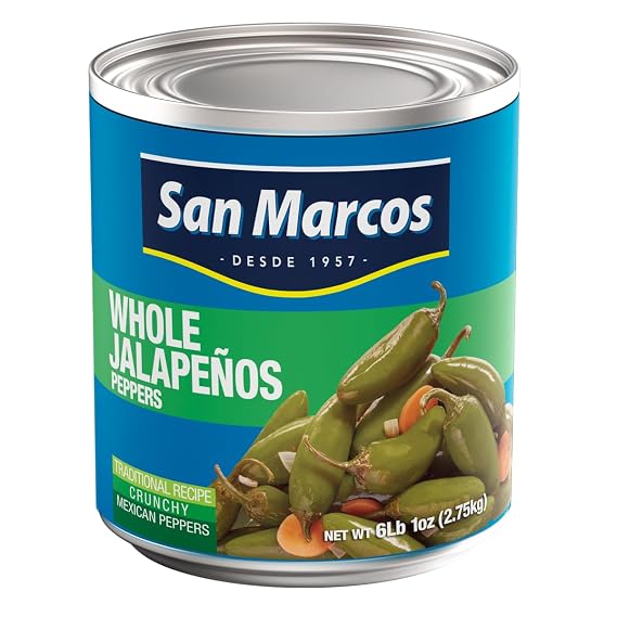 San Marcos Whole Jalapenos, 6 Lb, 97 oz, Carefully handpicked Whole Jalapenos Peppers