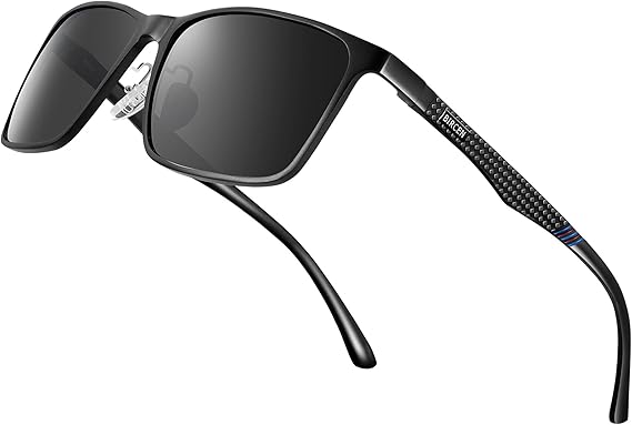Polarized Mens Sunglasses for Driving: UV Protection Al-Mg Metal Sunglasses Lightweight Shades for Fishing Travel Golf