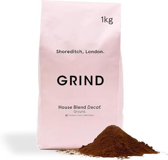 Grind Decaf House Blend Ground Coffee – 1kg Bag – 100% Arabica – Natural Decaffeination Process – Suitable for Cafetière, Moka Pot, AeroPress and Filter Brew – Locally Roasted – Medium Roasted