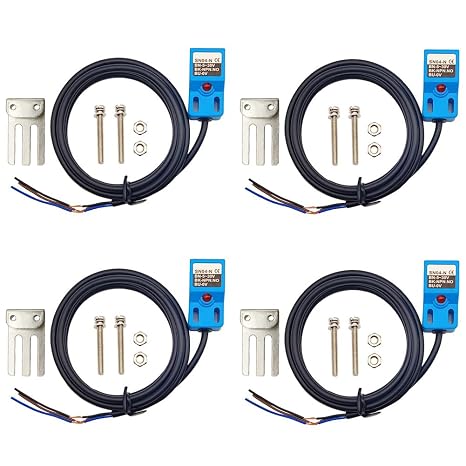 Inductive Proximity Sensor SN04-N Normally Open Detection Approach Switch NPN NO with TL PL SN Bracket (Blue, 4 Pack)