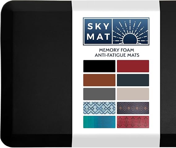 Anti Fatigue Mat 3/4" Cushioned Non Slip Kitchen Mat,Standing Mat for Standing Desk,Kitchen,Office,Non Slip,Waterproof,Washable and Stain Resistant (Black,20x39inch)
