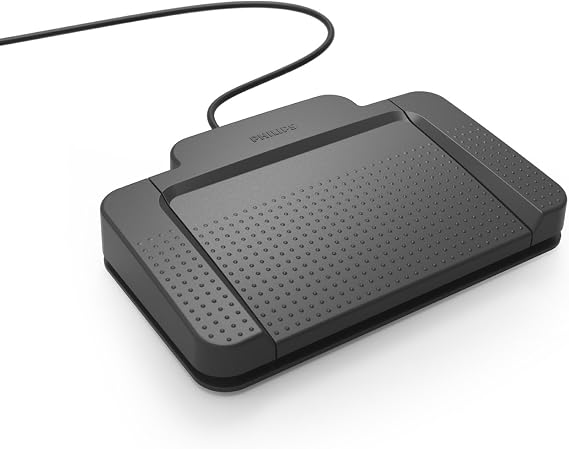 Philips ACC2320 Foot Control for Philips Digital Dictation Systems, 3 Pedal, Individually configurable, Non-Slip, Robust, Ergonomic Design, USB, Anthracite