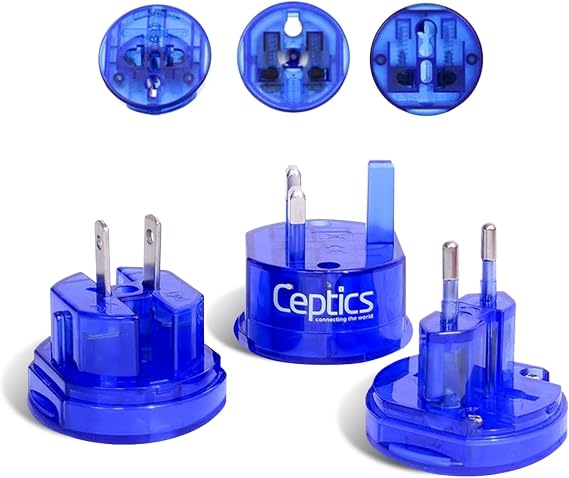 Ceptics Travel Adapter Plug Compact Worldwide International Kit - Works in Europe, Asia, China, England, Italy, New Zealand, Australia and More