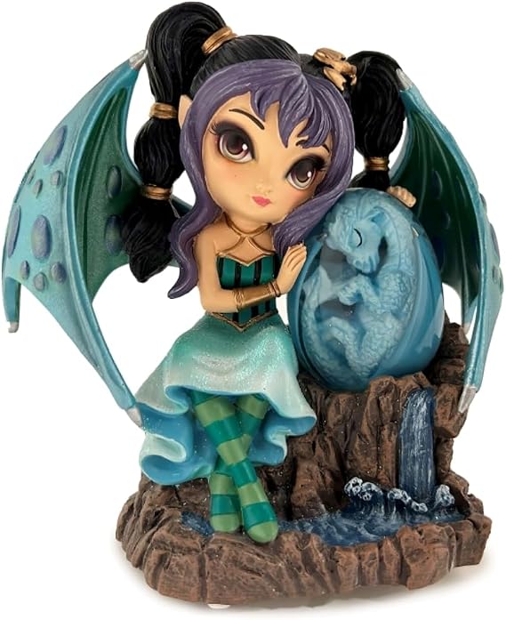 The Hamilton Collection Treasures of The Mystic Dragonlings Figurine Collection Issue #5 Guardian of The Dazzling Fairy Figurine Glowing Crystalline Egg LED Lights by Jasmine Becket-Griffith 5-Inches