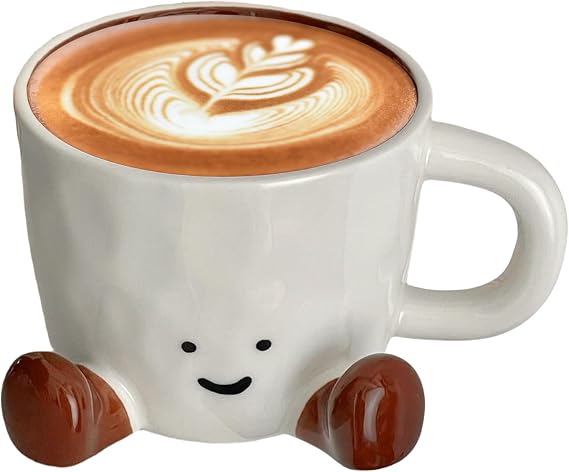 Ceramic Coffee Mug, Funny Water Mug with Feet, Cute Decorative Coffee Beverage Cup, Christmas Birthday Cool Photography Prop Home Decoration