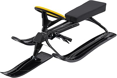 Snow Racer Sled with Steering Wheel and Twin Brakes, Winter Sport Ski Sled Slider Board, Heavy Duty Snow Slider Board for Kids Age 3-15 Years