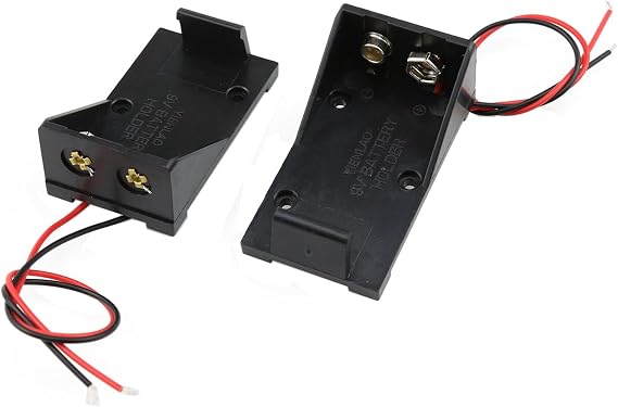 XZW 2PCS 9V Battery Boxs with 2X Lead Wires Spring Clip | DIY Plastic Battery Containers, for Electronic Modification, Circuit Assembly, Instrument Equipment, Small Gadget Making Use