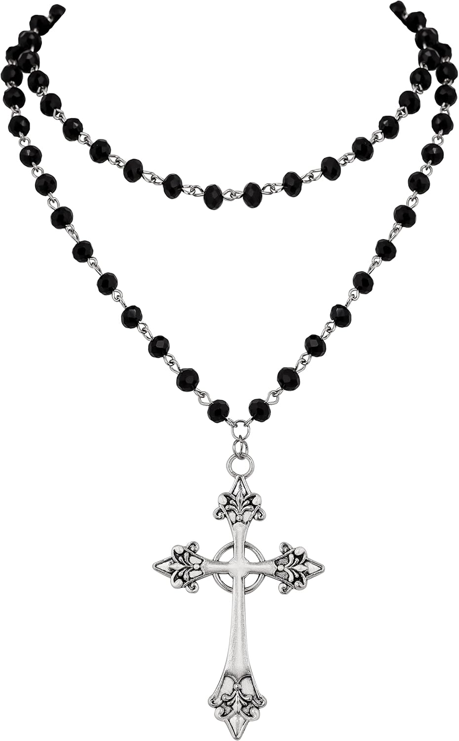Gothic Layered Pendant Choker, Black Choker, Black PU Leather Chocker Collar, Costume Jewelry