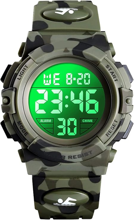 Digital Watch for Boys, Waterproof Sports Watch, Children's Watches with Alarm Clock, Stopwatch, 12-24H, Electronic Children's Watches, LED Watch for Junior Teenagers