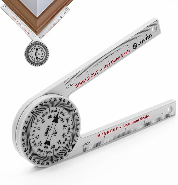 Miter Saw Protractor, Professional Miter Angle Finder for Woodworking Replaces the Model #505P-7 Miter Protractor Angle Finder with Measuring Rulers for Carpentry, Crown Molding Tool, Baseboard