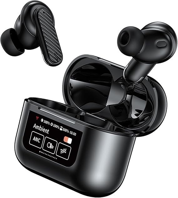 ZAMZAM Wireless V5.4 Earbuds Compatible with Honor Magic5 Lite Super ANC Noise Cancellation, Digital Display, IPX8, 48Hr Use, 300mAh PowerBank 100Day Standby Case