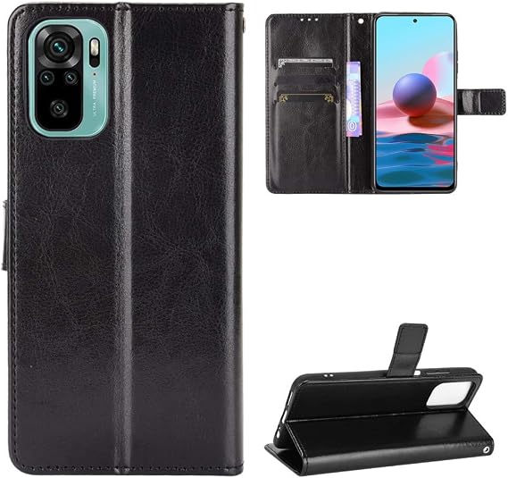 Case for Xiaomi Redmi Note 10 Pro Max 4G M2101K6I / Redmi Note 10 Pro 4G M2101K6G - Flip Leather Wallet Case, Black