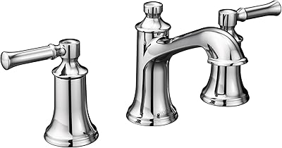 Moen Dartmoor Chrome Two-Handle High Arc Widespread Bathroom Sink Faucet for 3-Hole Setups with Valve Included, TV6805