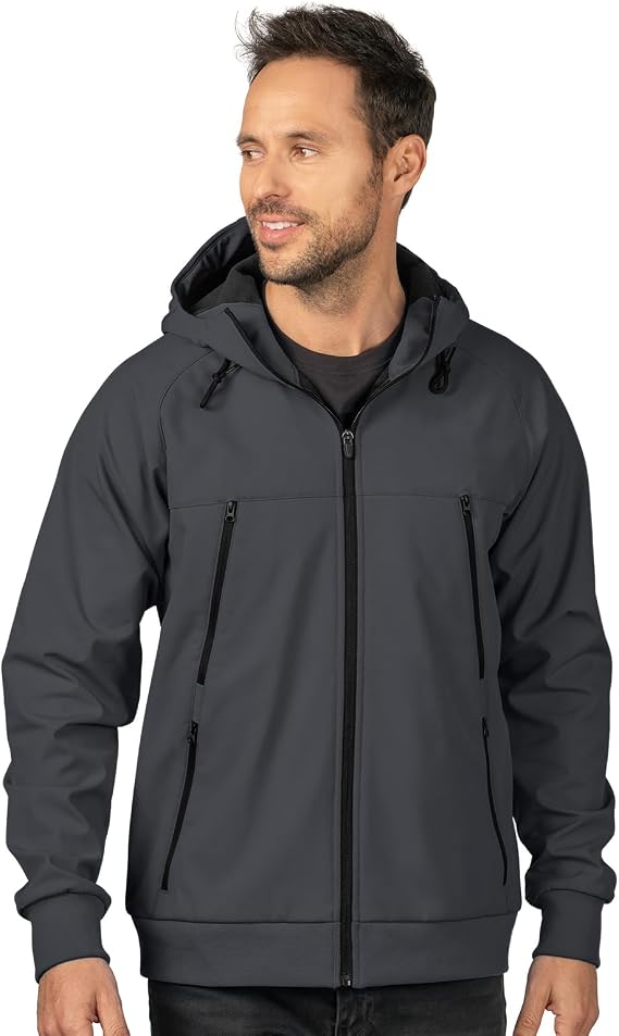 AFC Men's Soft Shell Hooded Jacket Microfleece Lining Blue Coat 3x & 4x Only