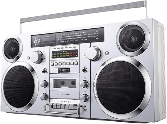 Cassette Boombox with CD/USB/Bluetooth/AUX - Hi-Fi Stereo Sound, Headphone Jack, Portable Multimedia Player for Home & Beach