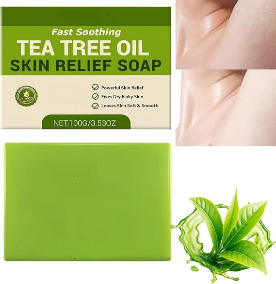 Natural Tea Tree Oil Soap Bar for Body,Face - Antifungal Soap with Deep Cleansing,Effectively Fights Skin Fungus &amp; Body Odor,Suitable for All Skin Types,Green Soap Bar for Shower and Facial Care