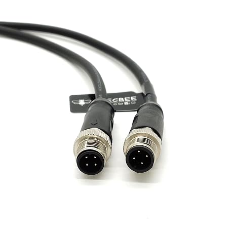 Elecbee M12 Male to Male 4 Pin A-Code Double Ended Cable Straight Industrial Waterproof Unshiled 2M/6.6ft