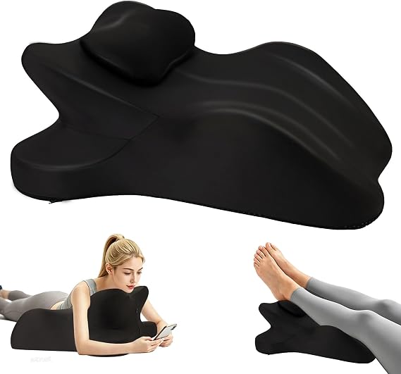 Oversized 27-Degree Couples Pillow - 5-in-1 Memory Foam Wedge for Neck Alignment, Zoned Support for Arm & Shoulder, Phone Reading, Leg Elevation - Washable Cover (Black)