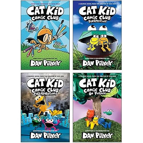Cat Kid Comic Club Series 4 Books Collection Set By Dav Pilkey (Cat Kid Comic Club, Perspectives, On Purpose, Collaborations)