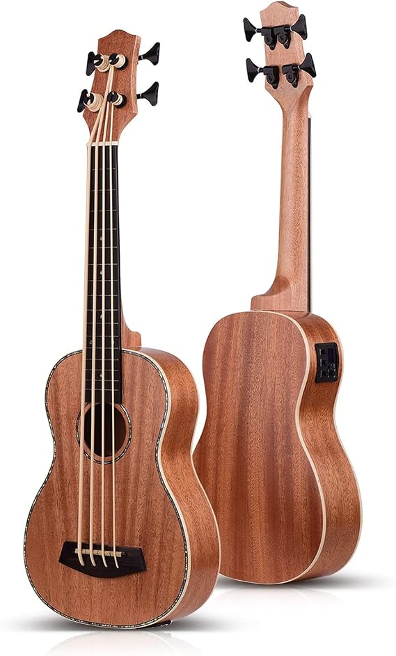 30 Inch Electric Bass Ukulele Sapele Plywood Body Fretboard Rubber Strings Built-in Tuner EQ 3m Audio Cable Ukuleles