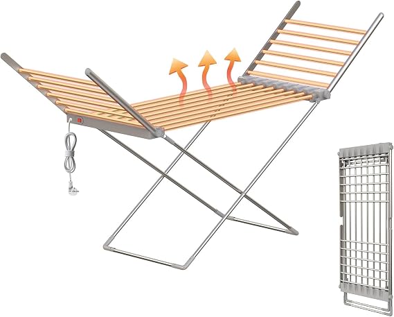 Innotic Heated Clothes Airer, Foldable Winged Heated Clothes Horse Indoor, 230W Electric Airer Drying Rack, Large Capacity & Energy Efficient