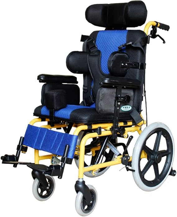 NOLLAM Wheelchair Foldable Wheelchair Cerebral Palsy Children Elderly Manual Transport Wheel Chairs with High Backrest Easy Locking Hand Brakes wheelchairs for Adults