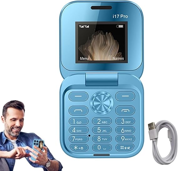 KMEYLE Mini Foldable Mobile Phone - Elderly Phone, Large Screen Display Light Camera | 1.77 Inch Screen New Foldable Flip Phone, Easy-to-Use HiFi Multi-Function Clamshell Phone for the Elderly C