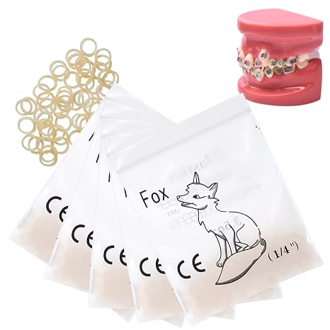 AnhuaDental 500 pcs Orthodontic Elastics Bands for Braces,3.5 Ounces Heavy Dental Rubber Traction Bands(100 Pieces/Pack)