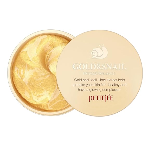 Petitfee Gold & Snail Hydrogel Eye Patch 60ea (30pairs) - 24k Gold Snail Eye Mask for Firming, Healthy Skin, Hydrating, Skin Elasticity, Snail Secretion Filtrate, Bamboo Extract, Green Tea Extract