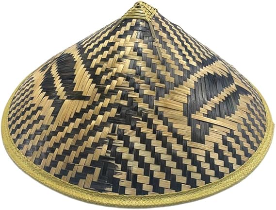 Chinese Bamboo Hat Oriental Asian Japanese Garden Fish Conical Cap