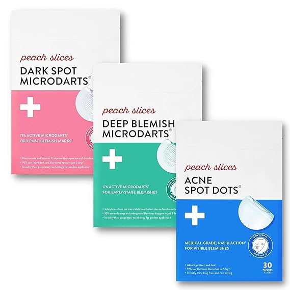Peach Slices Acne Spot Dots, Deep Blemish and Dark Spot Microdarts Bundle | Vegan & Cruelty-Free Face and Acne Patches